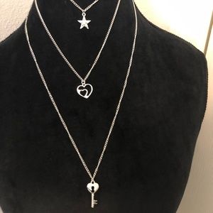 *** NEW *** Star Heart &Key Layered Chain Necklace
